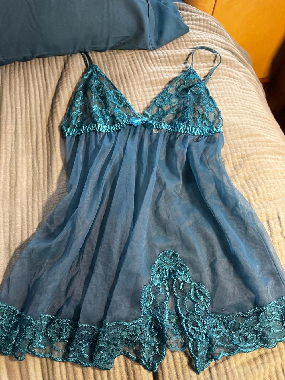 Frederick's of Hollywood Babydoll Size XL Blue Lace Slip Dress